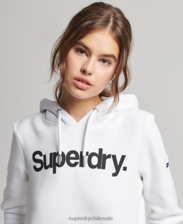 mujer Superdry blanco sudadera con capucha y logo 2R68Z3484