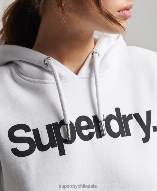 mujer Superdry blanco sudadera con capucha y logo 2R68Z3484
