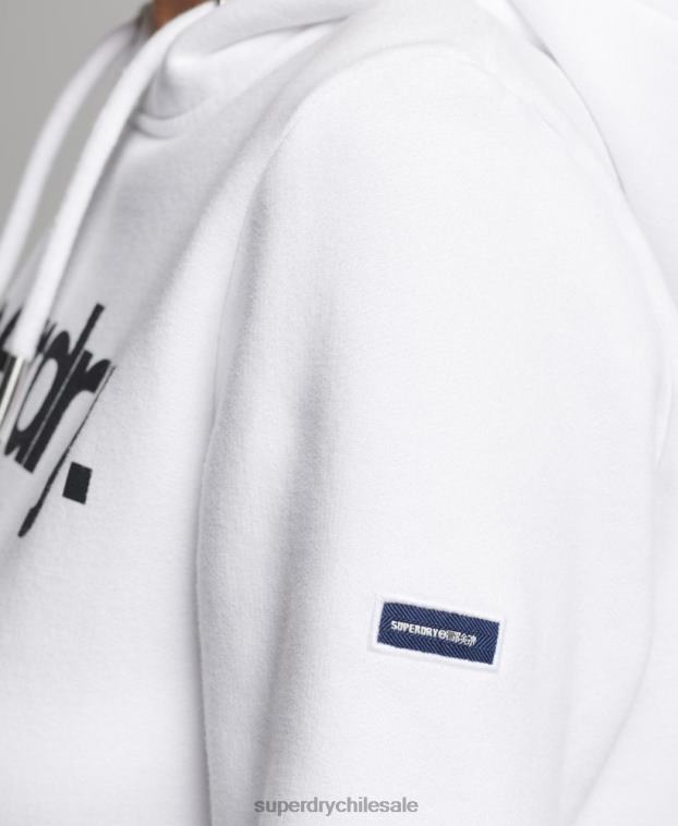 mujer Superdry blanco sudadera con capucha y logo 2R68Z3484