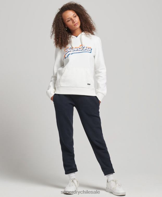 mujer Superdry blanco sudadera con capucha y logo gráfico de arcoíris 2R68Z6030