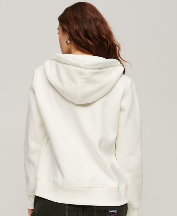 mujer Superdry blanco sudadera con cremallera y logo esencial 2R68Z3269