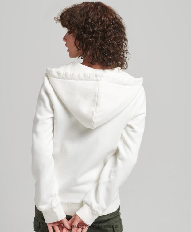 mujer Superdry blanco sudadera con cremallera y logo vintage 2R68Z6110