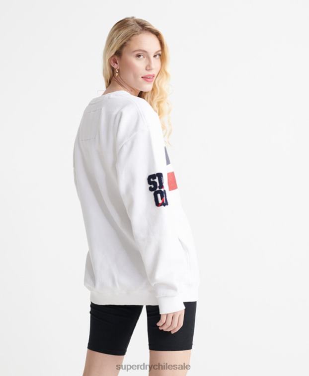 mujer Superdry blanco sudadera con cuello redondo de autoridad sdqb 2R68Z3510