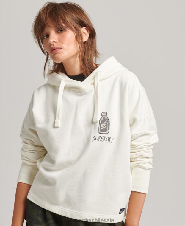 mujer Superdry blanco sudadera con parche de nostalgia 2R68Z5819