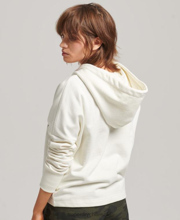 mujer Superdry blanco sudadera con parche de nostalgia 2R68Z5819