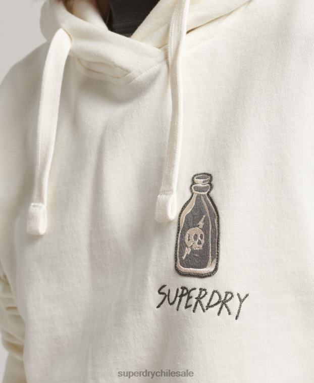mujer Superdry blanco sudadera con parche de nostalgia 2R68Z5819