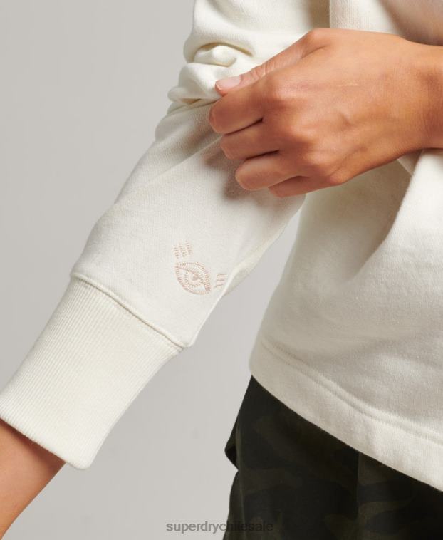 mujer Superdry blanco sudadera con parche de nostalgia 2R68Z5819