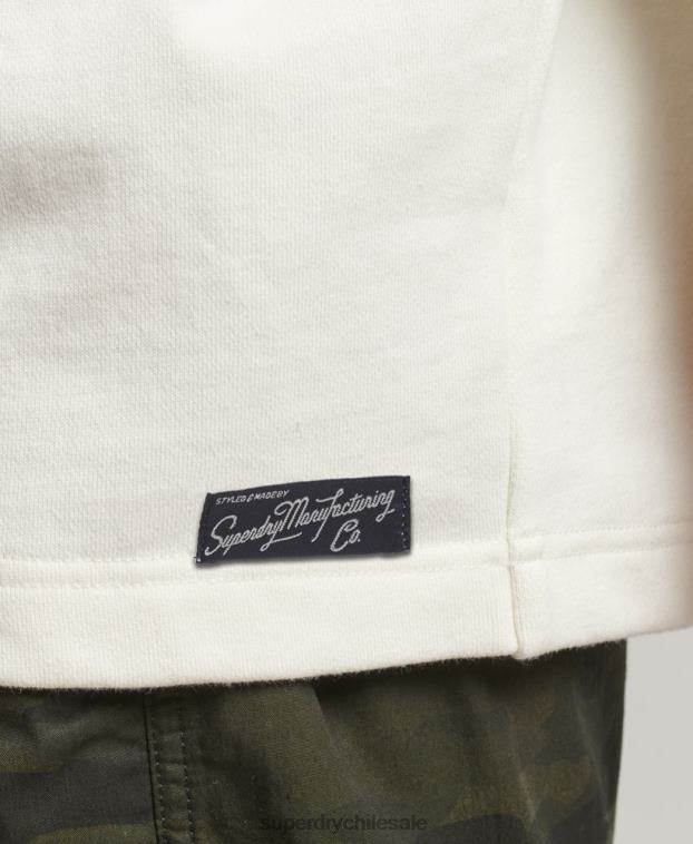 mujer Superdry blanco sudadera con parche de nostalgia 2R68Z5819