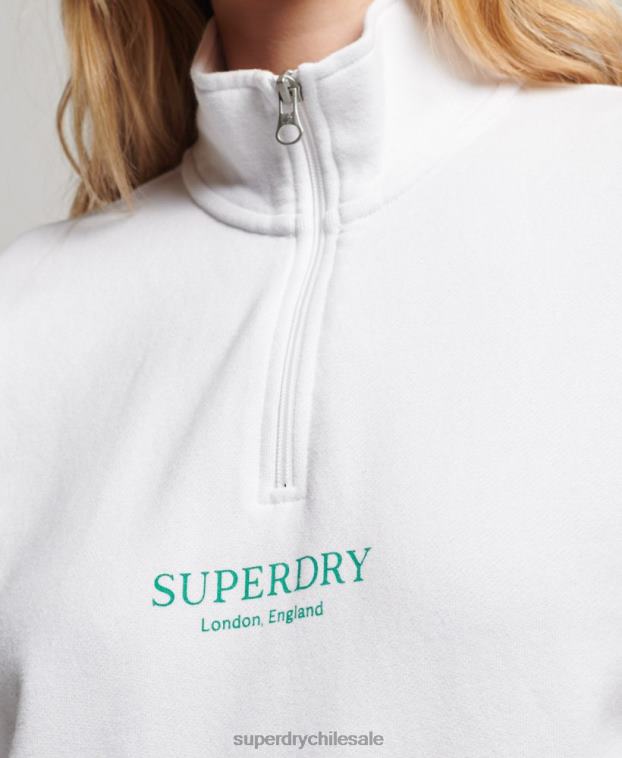 mujer Superdry blanco sudadera core sport con media cremallera 2R68Z3356