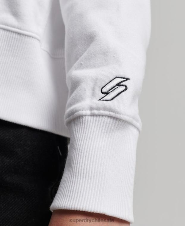 mujer Superdry blanco sudadera corta con capucha y logo independiente 2R68Z5844