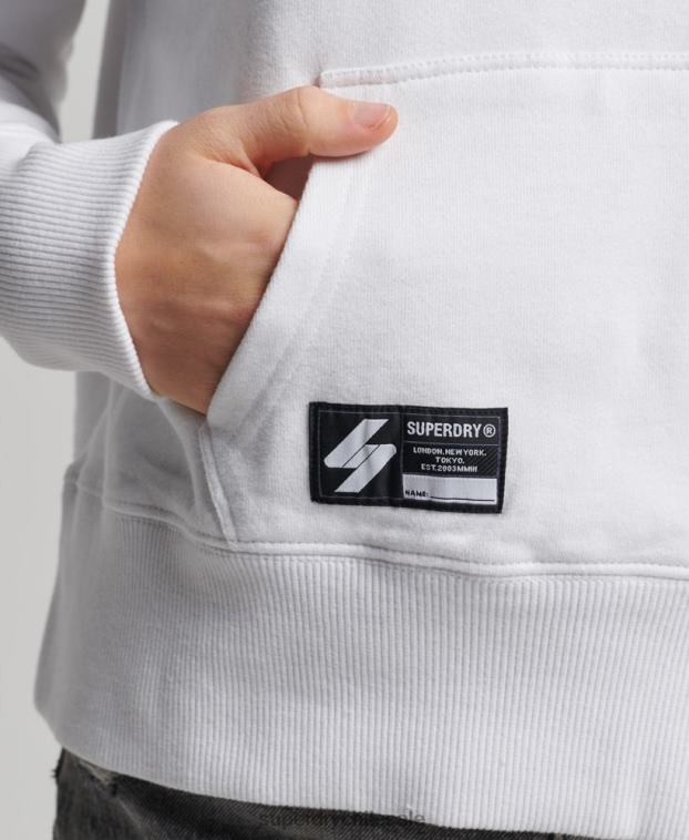 mujer Superdry blanco sudadera corta con capucha y logo independiente 2R68Z5894