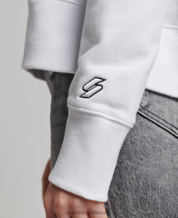 mujer Superdry blanco sudadera corta con capucha y logo independiente 2R68Z5894