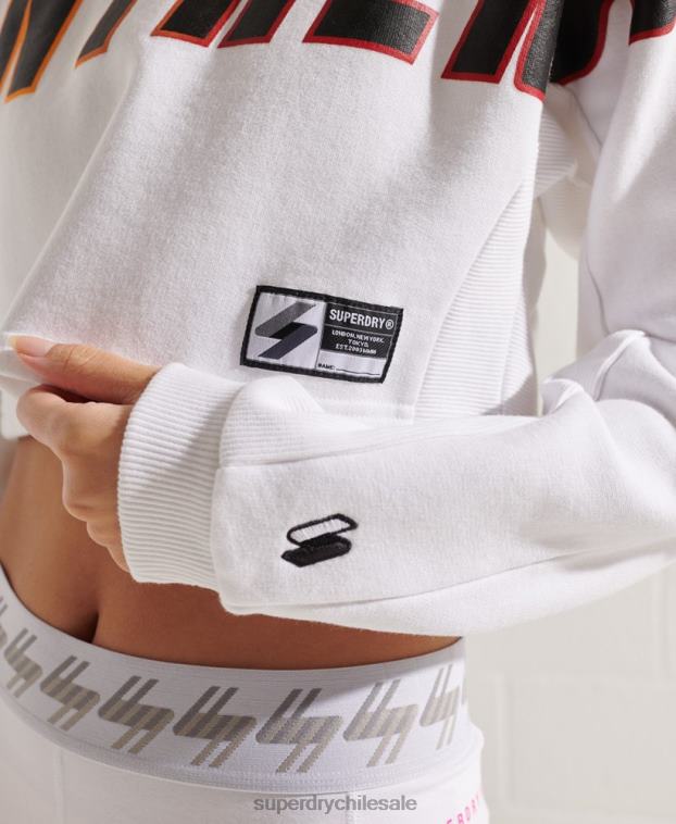 mujer Superdry blanco sudadera corta con cuello de murciélago de la franquicia 2R68Z3488