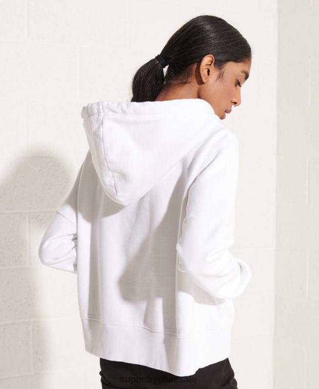 mujer Superdry blanco sudadera corta con logo cooperado 2R68Z3483