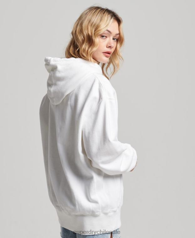 mujer Superdry blanco sudadera extragrande esencial de algodón orgánico 2R68Z5768