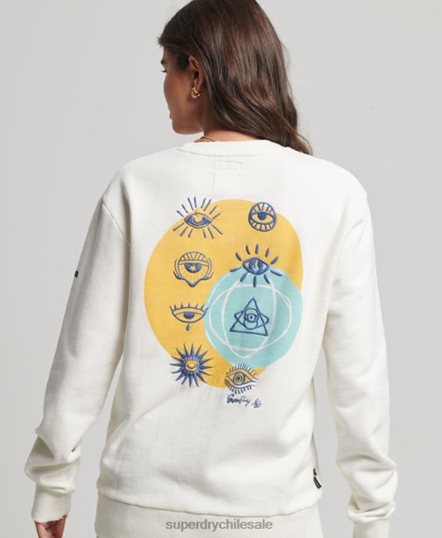 mujer Superdry blanco sudadera folk nómada 2R68Z3436