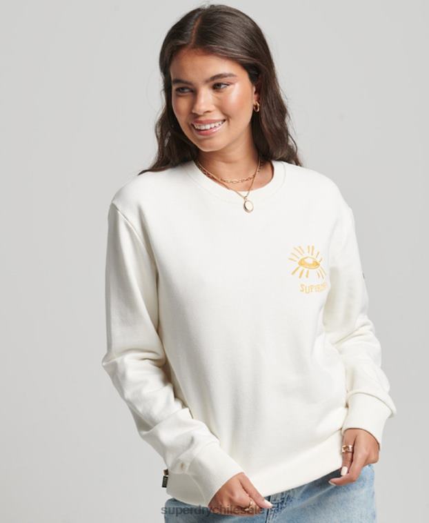 mujer Superdry blanco sudadera folk nómada 2R68Z3436