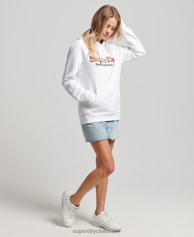 mujer Superdry blanco sudadera vintage con capucha y arcoíris 2R68Z2206