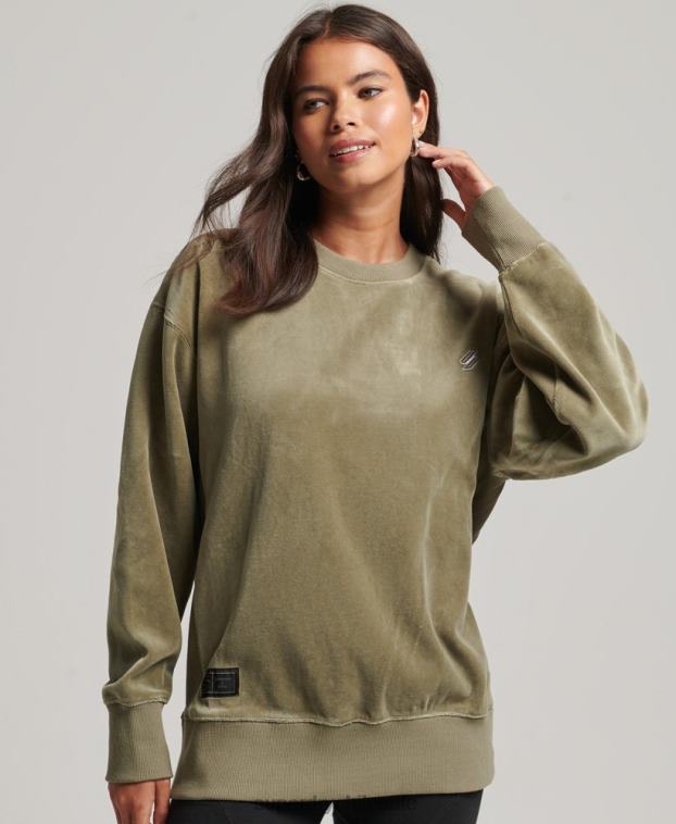 mujer Superdry caqui equipo extragrande de terciopelo con logotipo de code s 2R68Z6013