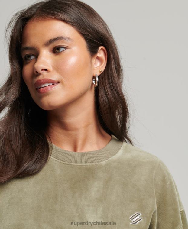 mujer Superdry caqui equipo extragrande de terciopelo con logotipo de code s 2R68Z6013