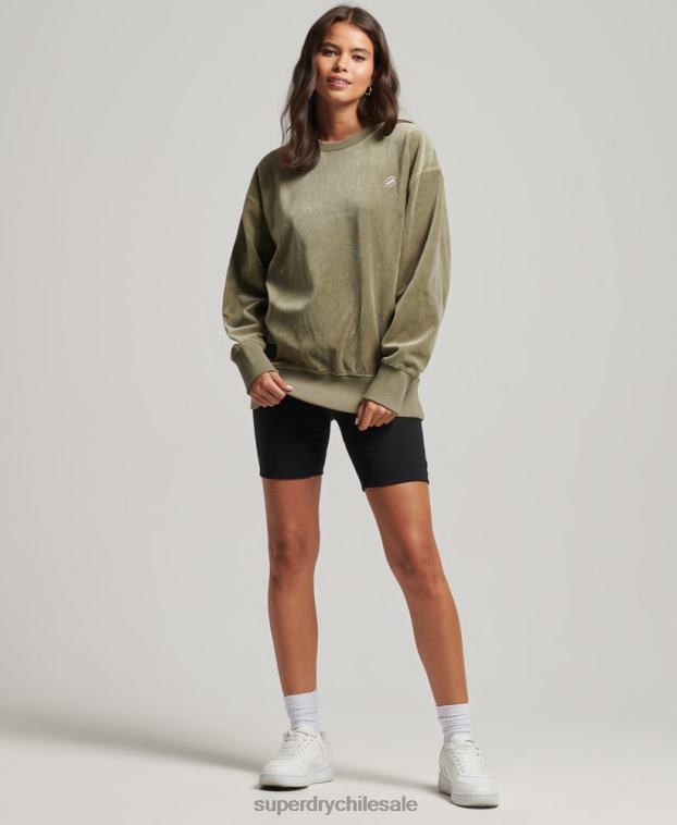 mujer Superdry caqui equipo extragrande de terciopelo con logotipo de code s 2R68Z6013