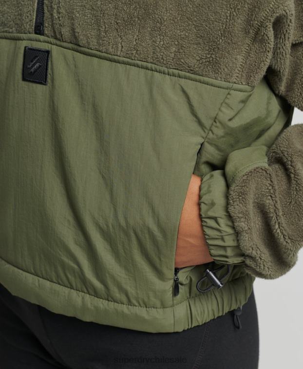 mujer Superdry caqui forro polar híbrido tecnológico 2R68Z5817
