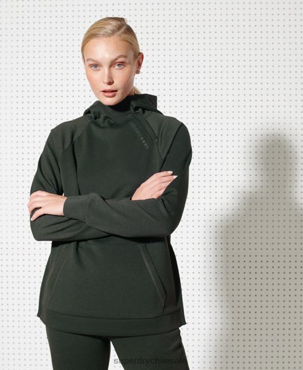 mujer Superdry caqui sudadera con capucha y media cremallera de entrenamiento 2R68Z6124