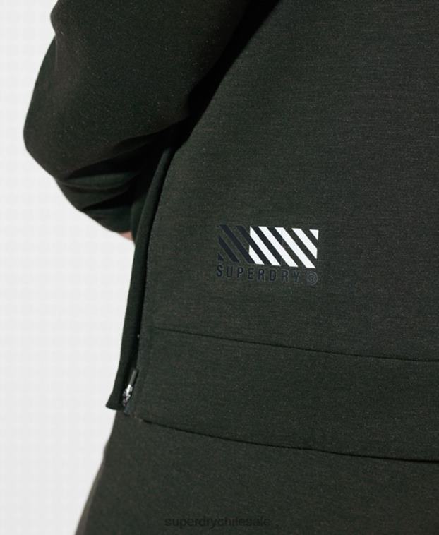 mujer Superdry caqui sudadera con capucha y media cremallera de entrenamiento 2R68Z6124