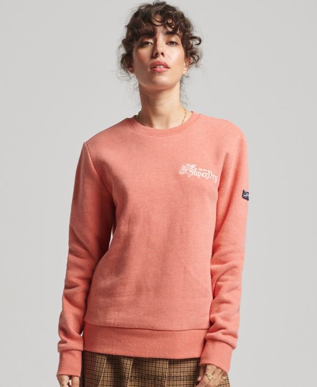 mujer Superdry coral orgullo en la sudadera de la tripulación artesanal 2R68Z3485