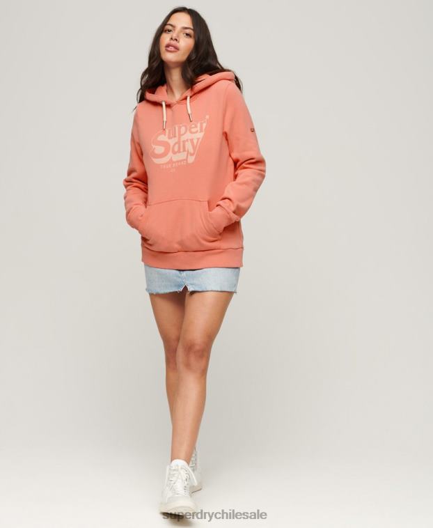 mujer Superdry coral sudadera con capucha vintage shadow 2R68Z2243