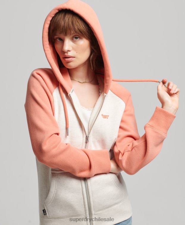 mujer Superdry coral sudadera con capucha y logo vintage bordado 2R68Z3339