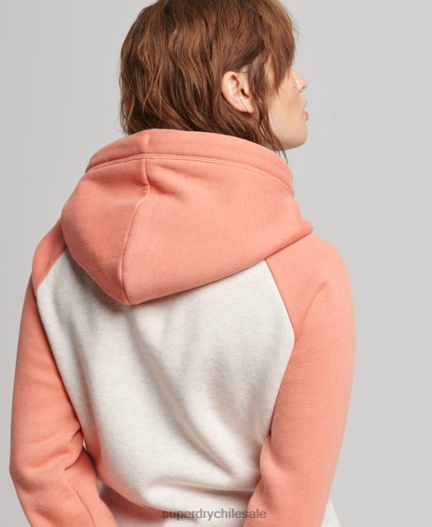 mujer Superdry coral sudadera con capucha y logo vintage bordado 2R68Z3339