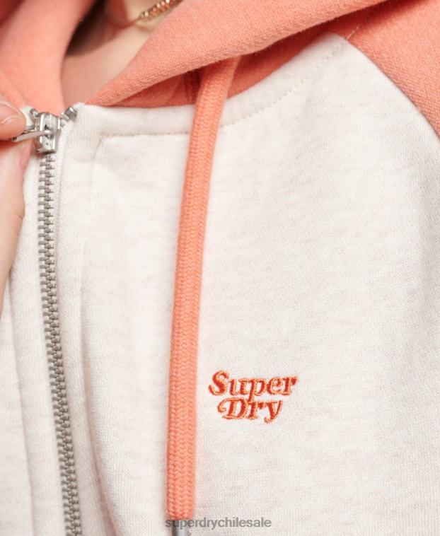 mujer Superdry coral sudadera con capucha y logo vintage bordado 2R68Z3339