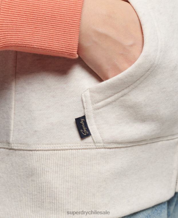 mujer Superdry coral sudadera con capucha y logo vintage bordado 2R68Z3339