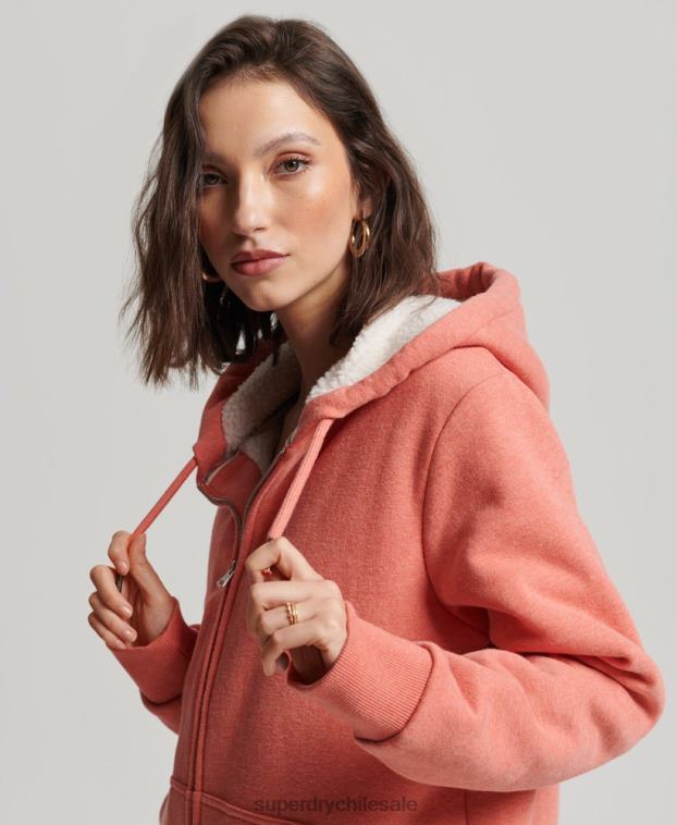 mujer Superdry coral sudadera con cremallera y forro de borreguito esencial 2R68Z5767