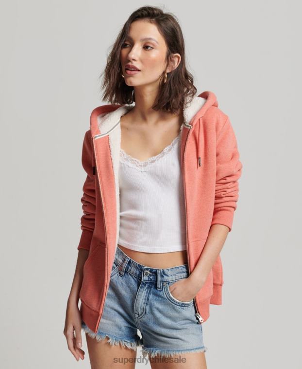 mujer Superdry coral sudadera con cremallera y forro de borreguito esencial 2R68Z5767