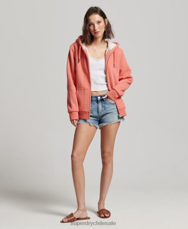 mujer Superdry coral sudadera con cremallera y forro de borreguito esencial 2R68Z5767