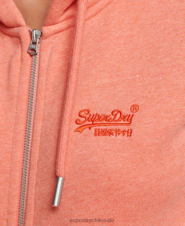mujer Superdry coral sudadera con cremallera y logo Essential de algodón orgánico 2R68Z3293