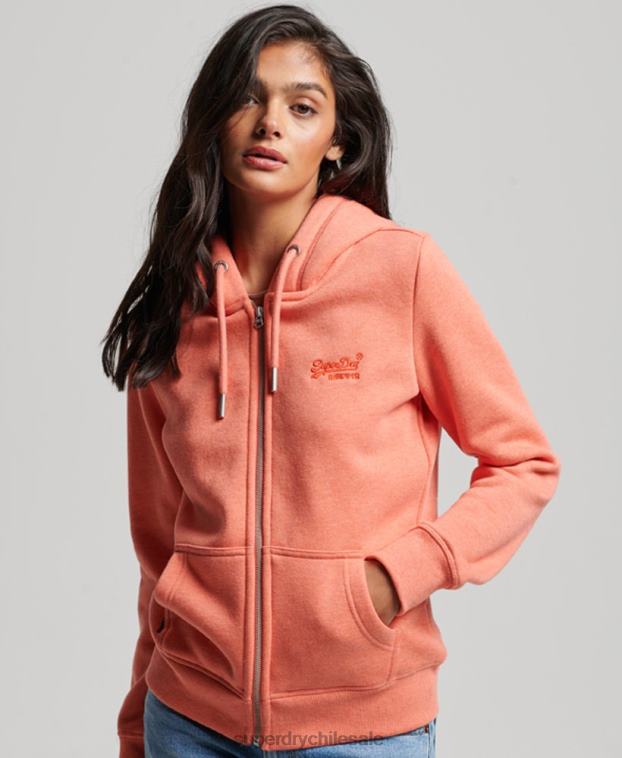 mujer Superdry coral sudadera con cremallera y logo bordado 2R68Z3388