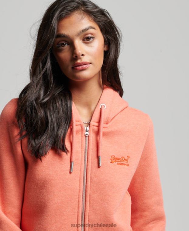 mujer Superdry coral sudadera con cremallera y logo bordado 2R68Z3388