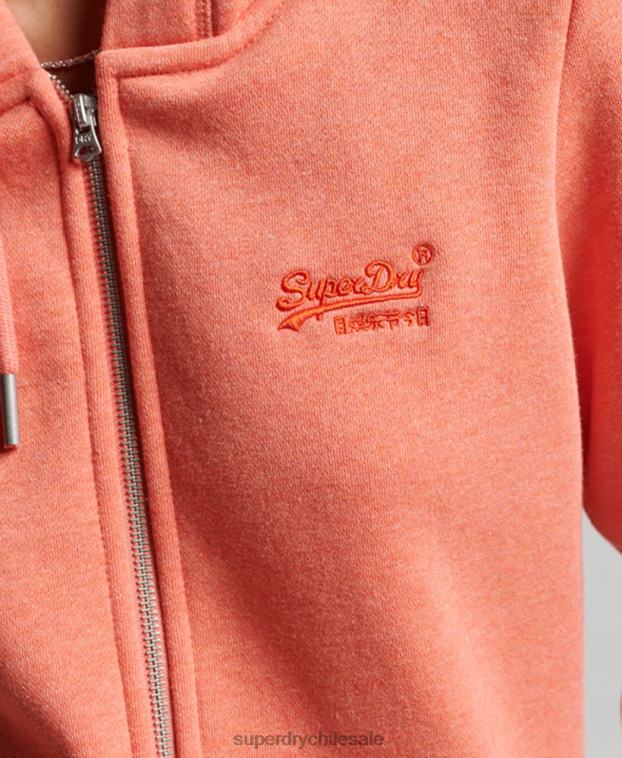 mujer Superdry coral sudadera con cremallera y logo bordado 2R68Z3388