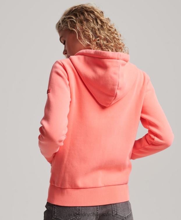 mujer Superdry coral sudadera con cremallera y logo vintage 2R68Z2065