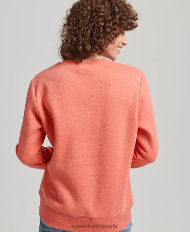 mujer Superdry coral sudadera con cuello redondo y logo esencial de algodón orgánico 2R68Z5866