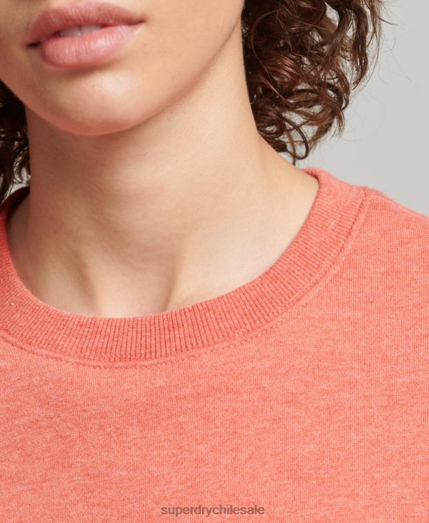 mujer Superdry coral sudadera con cuello redondo y logo esencial de algodón orgánico 2R68Z5866