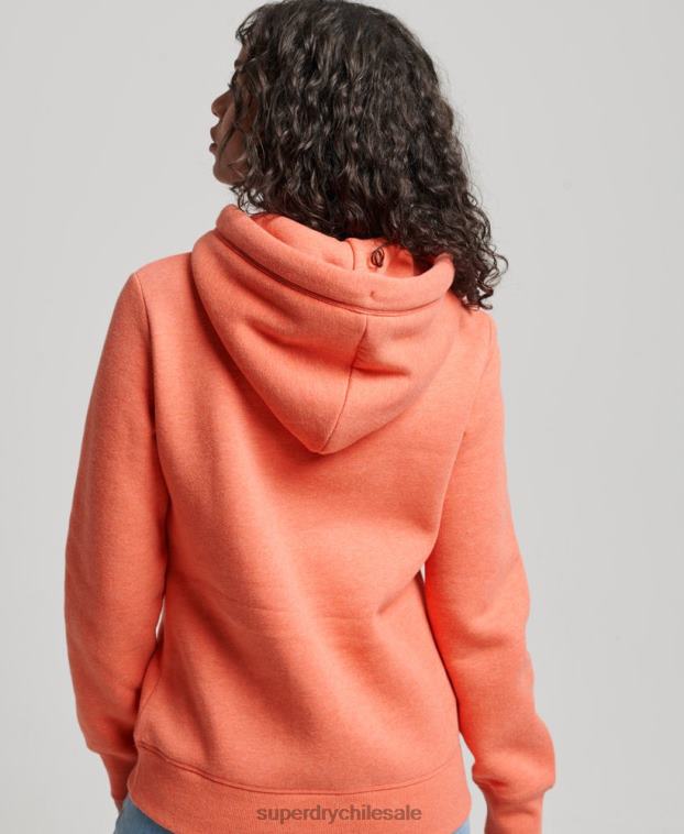 mujer Superdry coral sudadera con logo bordado 2R68Z3358