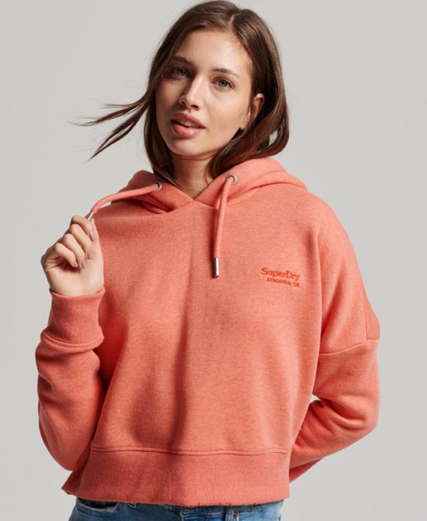 mujer Superdry coral sudadera corta con logo vintage 2R68Z3366