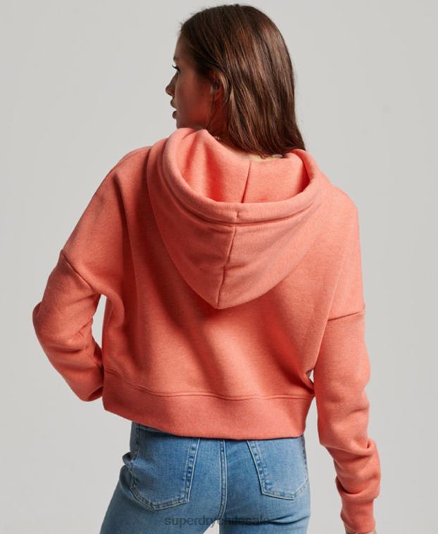 mujer Superdry coral sudadera corta con logo vintage 2R68Z3366