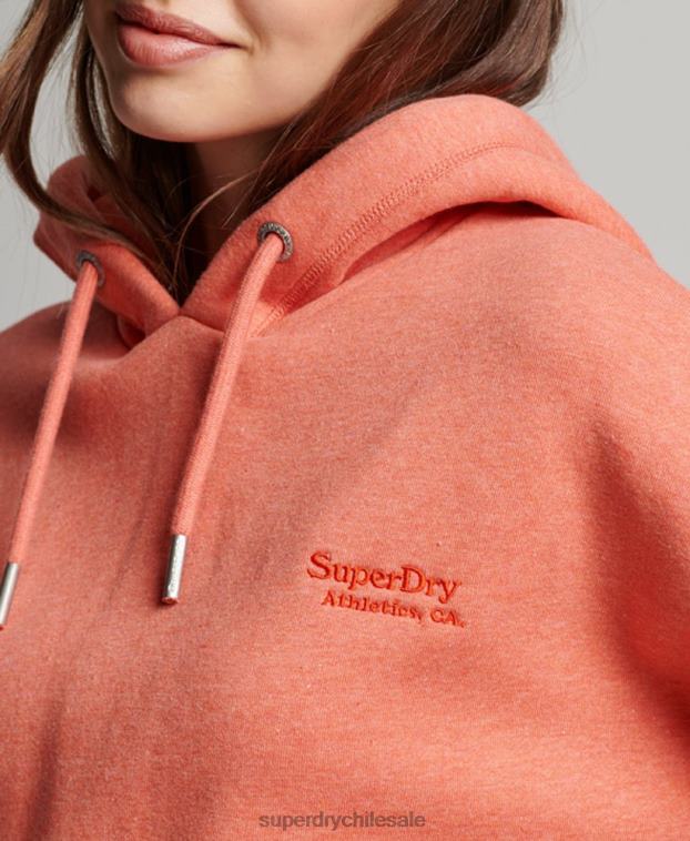 mujer Superdry coral sudadera corta con logo vintage 2R68Z3366