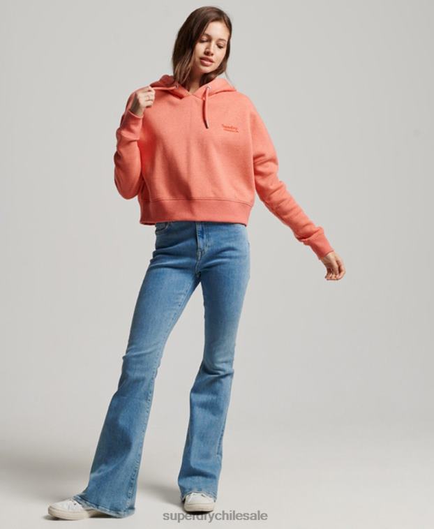 mujer Superdry coral sudadera corta con logo vintage 2R68Z3366