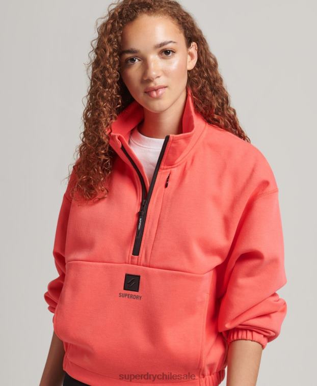 mujer Superdry coral sudadera técnica con media cremallera 2R68Z5965